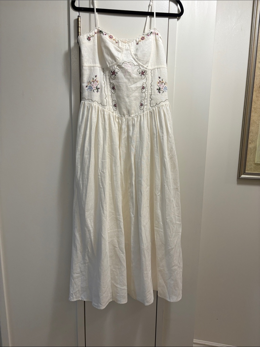 Camila Coelho White Embroidered Spaghetti-Strap Maxi Dress NWOT